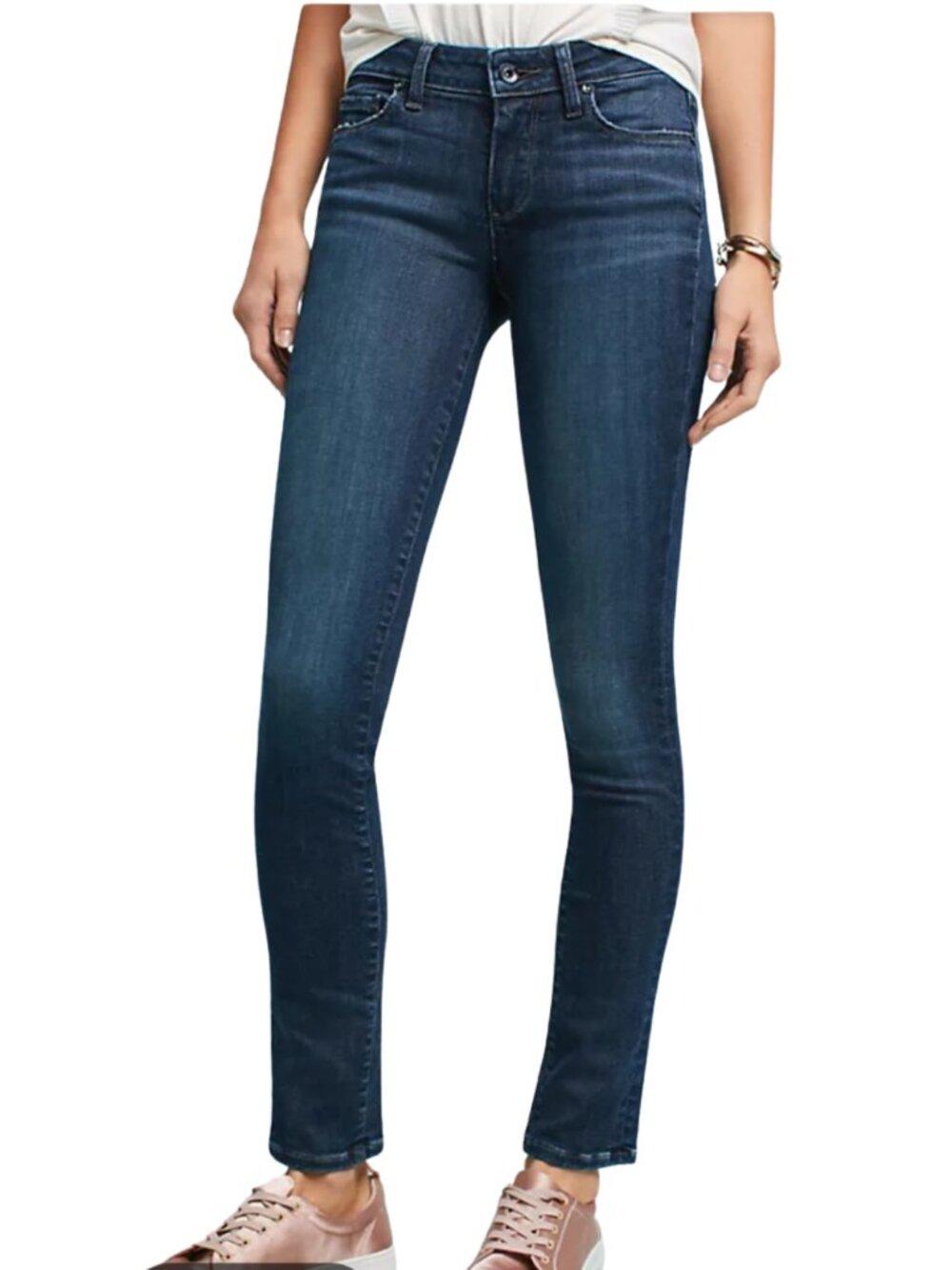 Paige 31 Skyline Skinny Dark Wash Mid Rise Ankle Stretch Blue Jeans